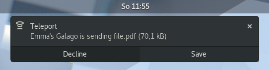 Screenshot of a notification