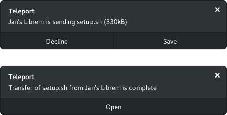 Teleport Notifications Mockup