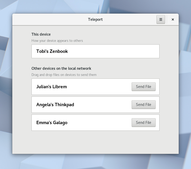 Screenshot of the Teleport application window